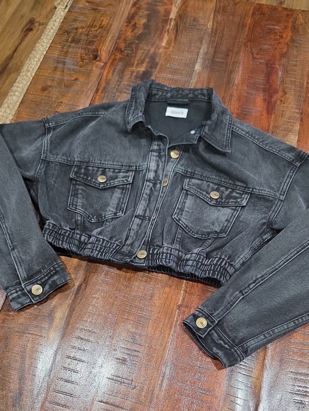 Mono B Black Denim Jean Jacket Size Small
